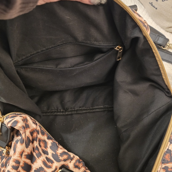 Leopard Print Women's Travel Bag with Black & Gold Accents - Picture 4 of 8